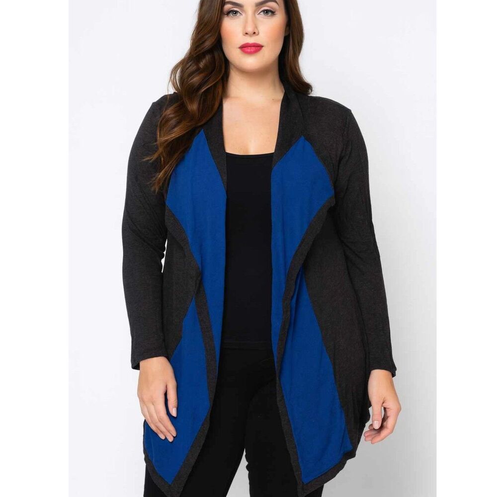 Dana Buchman Open Cardigan Sweater Color Block Women's Women's Size Small